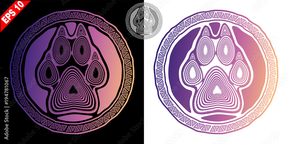 Animal Sign Pattern Animal sign (logo, emblem, symbol) in a circle with paw and claws, made ...