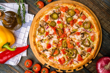 Mexican Pizza With Meat And Jalapeno