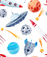 Watercolor space baby pattern