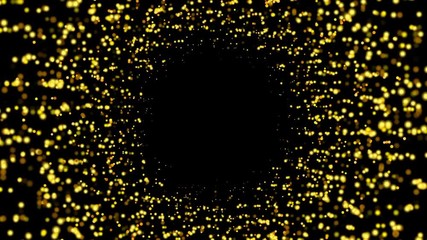 Wall Mural - Abstract background with yellow/golden shining bokeh sparkles. Smooth animation looped. With a central place for your logo\text. Abstract golden bokeh particles seamless loop