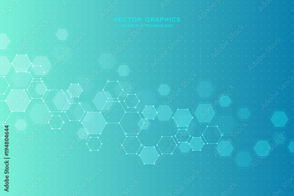 Abstract science background with hexagons and molecules. Stock Vector ...