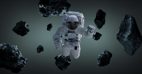 Wall Mural - astronaut isolated on grey background 3d rendering elements of this image furnished by nasa