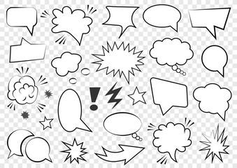 Set of speech bubbles. Set of blank template in Pop Art style. Vector illustration