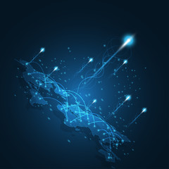 Wall Mural - global network connection world map abstract technology background global business innovation concep