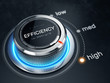High Efficiency level concept - Efficiency level control button on high position. 3d rendering