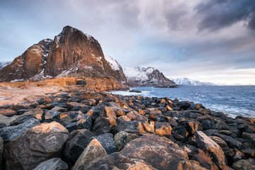 Wall Mural - seascape during sunrise. beautiful natural landscape on the seashore