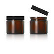 Brown glass jar for cosmetic cream. Realistic cosmetic package