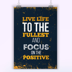 Wall Mural - focus on the positive. Poster Quote Typographic Design. Wall poster