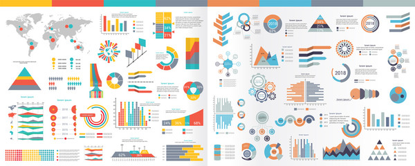 a collection of infographic elements illustration in a flat style