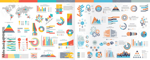 Fotografía A collection of infographic elements Illustration in a flat style