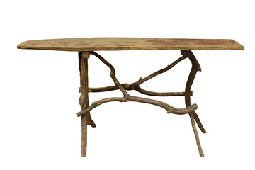 Wall Mural - wooden table (with clipping path) isolated on white background