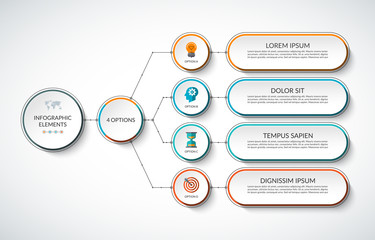 Infographic template with 4 options. Modern minimalistic vector banner. Can be used as a chart, thread diagram, graph, table, workflow layout for web, report, business presentation