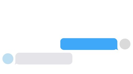 typing text message, sending messages using mobile chat, message bubble for custom text on white screen, 4K seamless loop animation