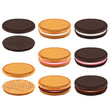 Sandwich cookies with cream 3d realistic vector set