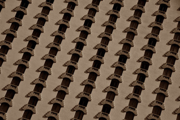 WINDOWS IN A WALL ANGLED PATTERN IN SEPIA