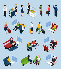 Poster - Train Interior Passengers Isometric Set