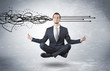 © ra2 studio - Businessman meditates with purifying doodle concept