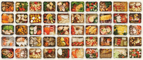 Wall Mural - Set of take away food boxes at white background