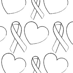 Canvas Print - seamless pattern hearts ribbon medical care vector illustration