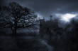 © beugdesign - Nebellandschaft um finstere Burg