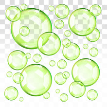 Transparent Green Bubbles. Eps10 Transparent Vector