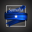 Somalia flag. Official national colors. Somalian 3d realistic ribbon. Isolated waving vector glory flag stripe sign. Vector illustration background. Icon emoji design with frame.