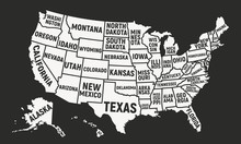 United States Of America Map With State Names. USA Background. Vector Illustration