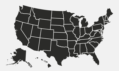 usa map with states isolated on a white background. united states of america map. vector illustratio