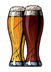 Poster - two beer glasses