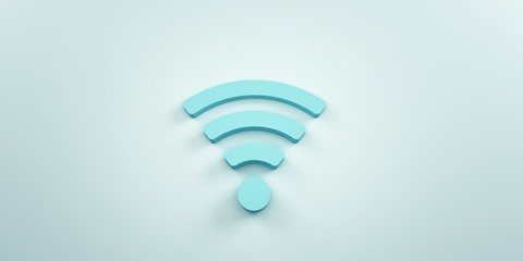 Wall Mural - Light blue WiFi Wireless Symbol. 3D Render Illustration