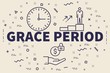 Conceptual business illustration with the words grace period