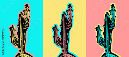 Foto  Set of Pop Art Cactus pictures.