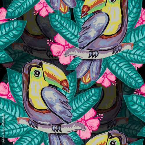 Nowoczesny obraz na płótnie beautiful tropical seamless pattern