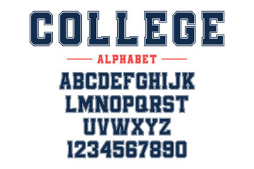 classic college font. vintage sport font in american style for football, baseball or basketball logo