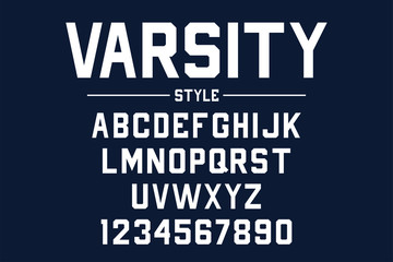 Classic college font. Vintage sport font in american style for football, baseball or basketball logos and t-shirt. Athletic department typeface, varsity style font