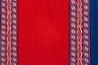 Close-up of a colorful fabric with Peruvian design