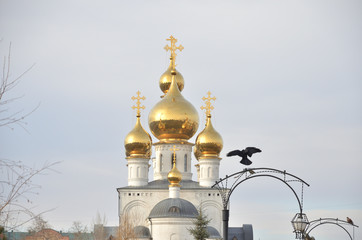 Wall Mural - Golden domes of the Transfiguration Cathedral, Russia, Abakan