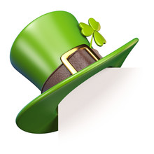 Green St. Patrick's Day Hat With Clover Paper Corner 3D