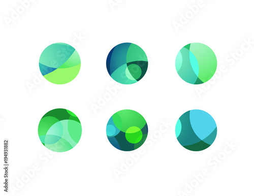 Fotografía Abstract circular sphere icons with overlapping circles and round shapes