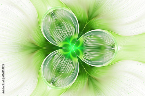 Cuadros en Lienzo Abstract exotic green flower with shining drops
