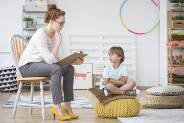 Poster - Offended young boy and teacher