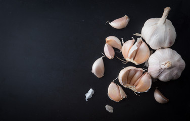 Garlic on a black slate