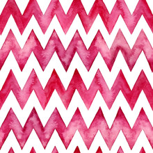 Abstract Watercolor Geometric Pattern Isolated On White. Seamless Pattern With Zigzag Lines For Background, Wallpaper, Textile, Wrapping Paper.