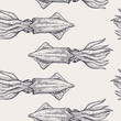 Seamless vector pattern with squid.
