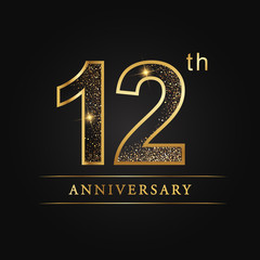 Wall Mural - anniversary, aniversary, twelve years anniversary celebration logotype. 12th anniversary logo. Twelve years anniversary.