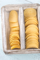 Poster - Potato chips in the wooden box