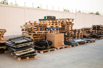 Wall Mural - The old wood pallets, Stacks of old pallets