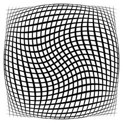 Poster - Grid, mesh, lattice with distortion, warp effect. Abstract element