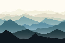 Beautiful Mountains Landscape. Nature Background. Vector Illustration For Backdrops, Banners, Prints, Posters, Murals And Wallpaper Design.