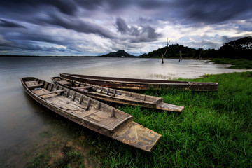 Naklejka na meble Fishing boat in big Reservoir, Bangpra Chonburi Thailand